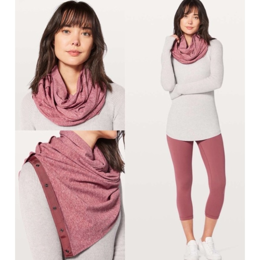 Lululemon Vinyasa Scarf Heathered‎ Mauve Plum Snap Convertible Infinity Wrap
